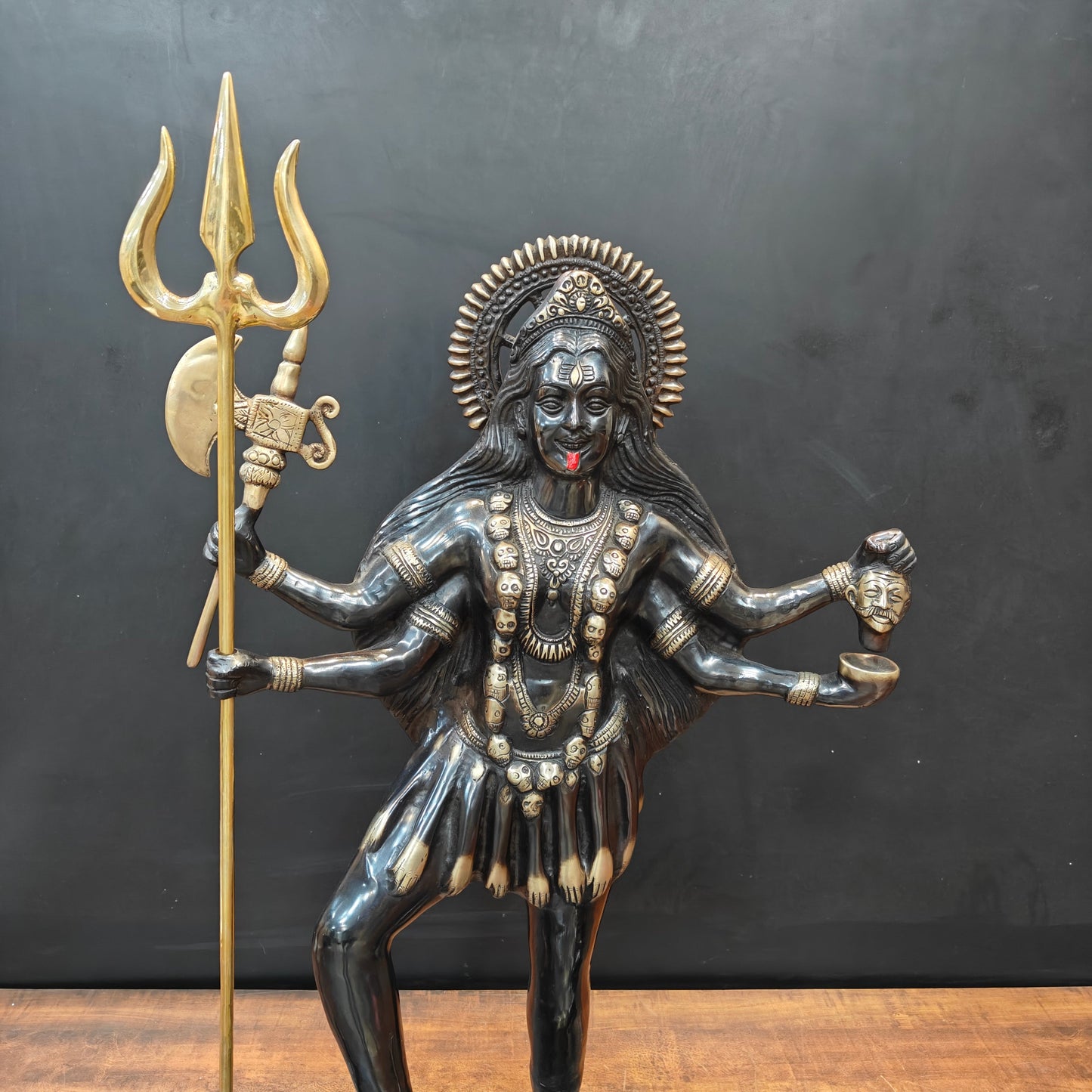 Brass Divine Goddess Universal Mother Kali Statue Black Patina Finish 3 Feet