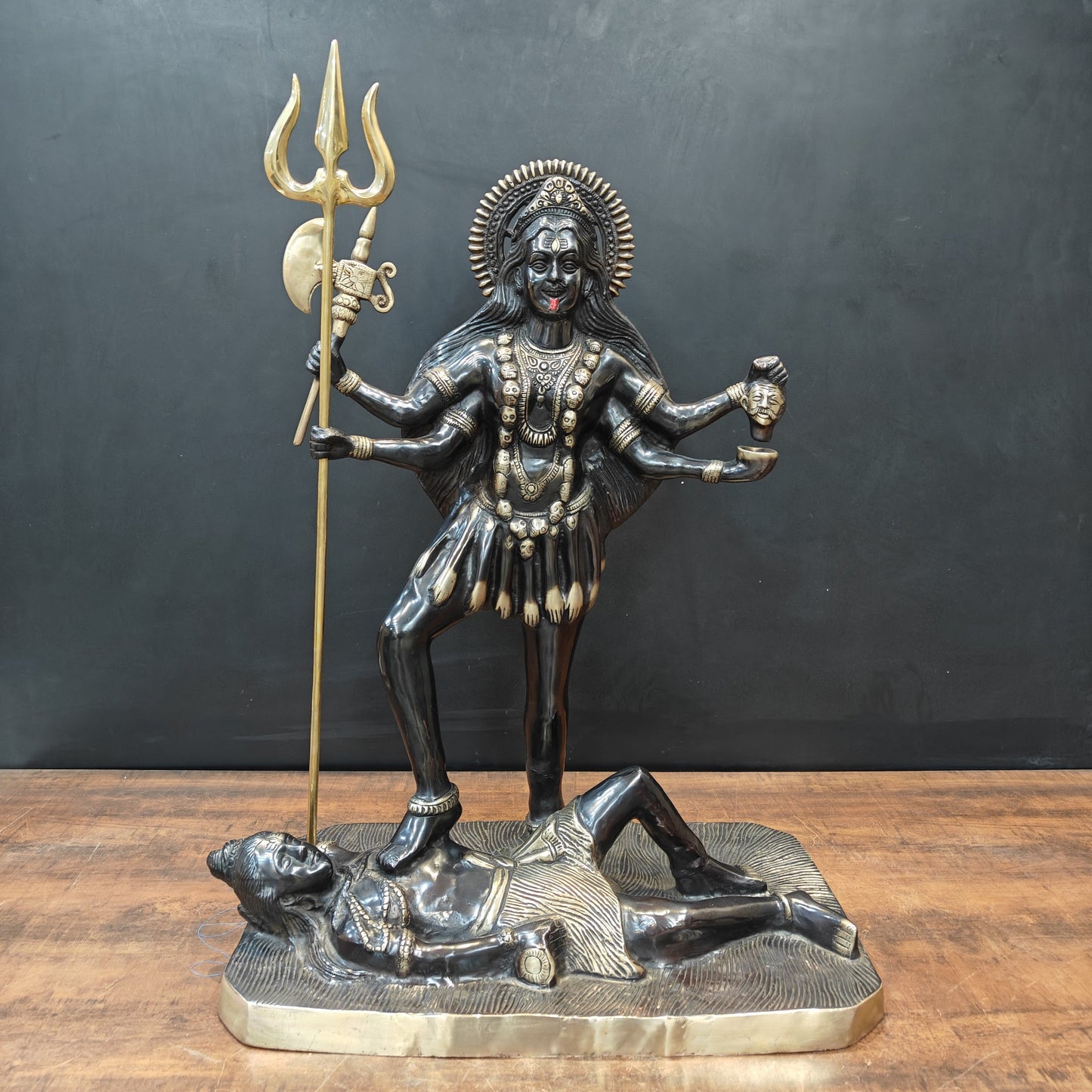 Brass Divine Goddess Universal Mother Kali Statue Black Patina Finish 3 Feet