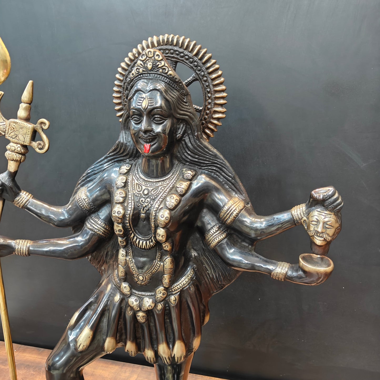 Brass Divine Goddess Universal Mother Kali Statue Black Patina Finish 3 Feet