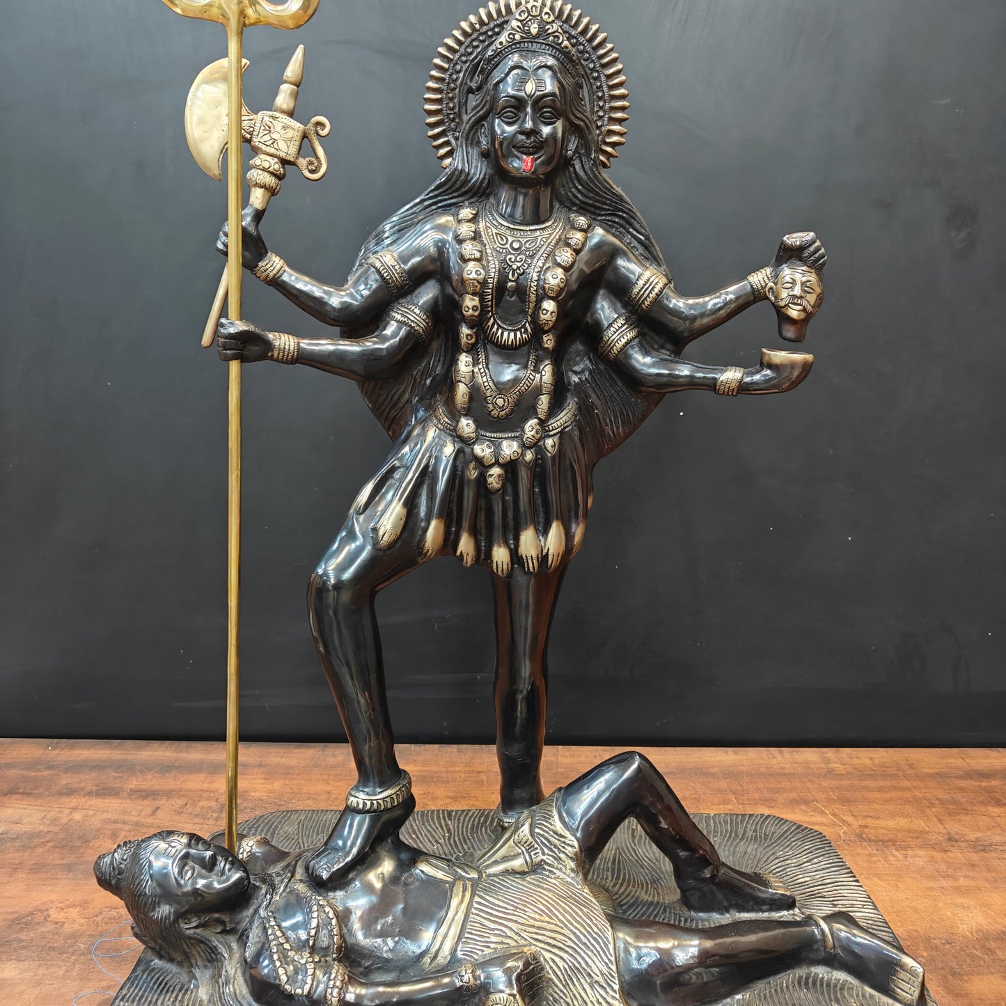 Brass Divine Goddess Universal Mother Kali Statue Black Patina Finish 3 Feet