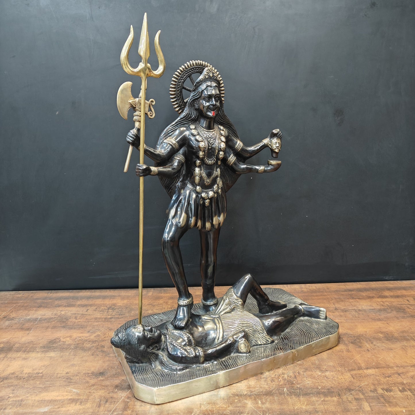 Brass Divine Goddess Universal Mother Kali Statue Black Patina Finish 3 Feet
