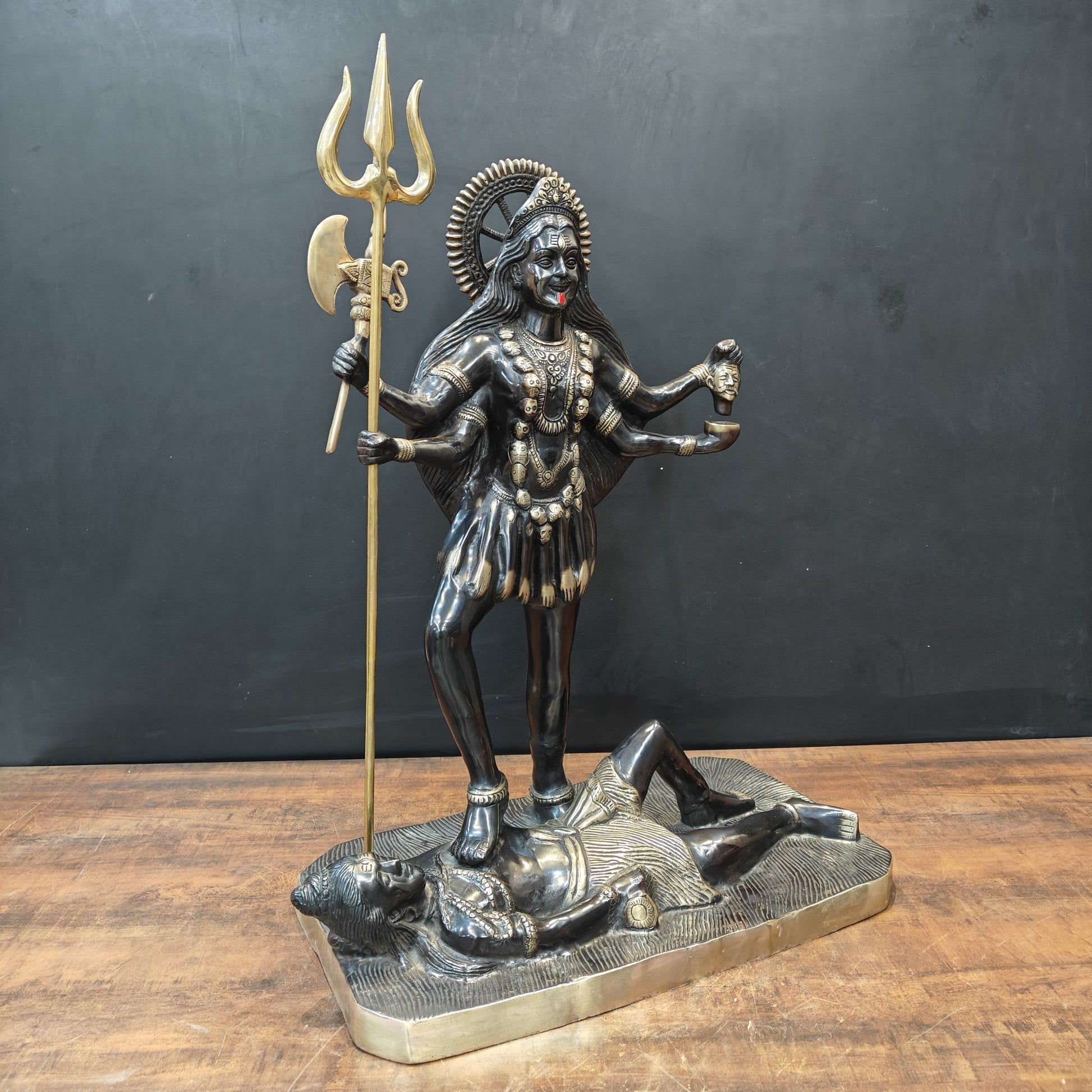 Brass Divine Goddess Universal Mother Kali Statue Black Patina Finish 3 Feet - Image 6