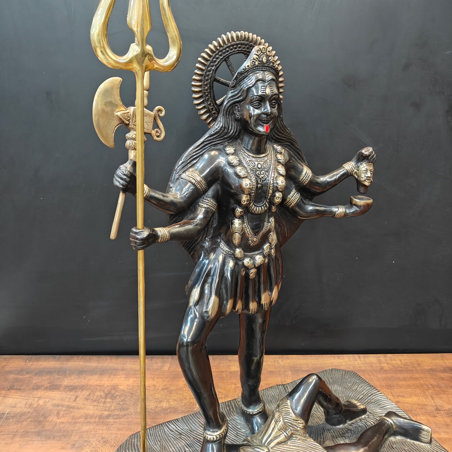 Brass Divine Goddess Universal Mother Kali Statue Black Patina Finish 3 Feet
