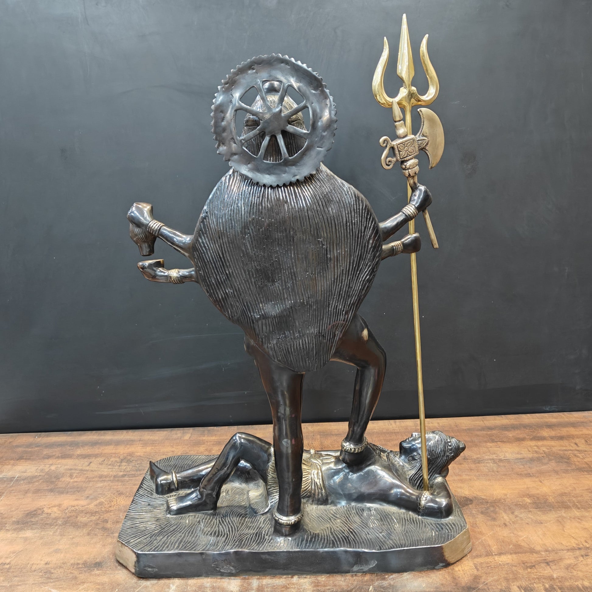 Brass Divine Goddess Universal Mother Kali Statue Black Patina Finish 3 Feet - Image 9