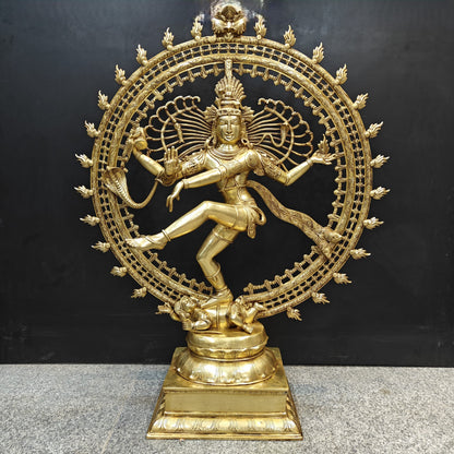 Brass Nataraja Statue as Dancing Shiva Golden Finish 4 Feet by vendor-unknown - Hindu Gods (View 3)