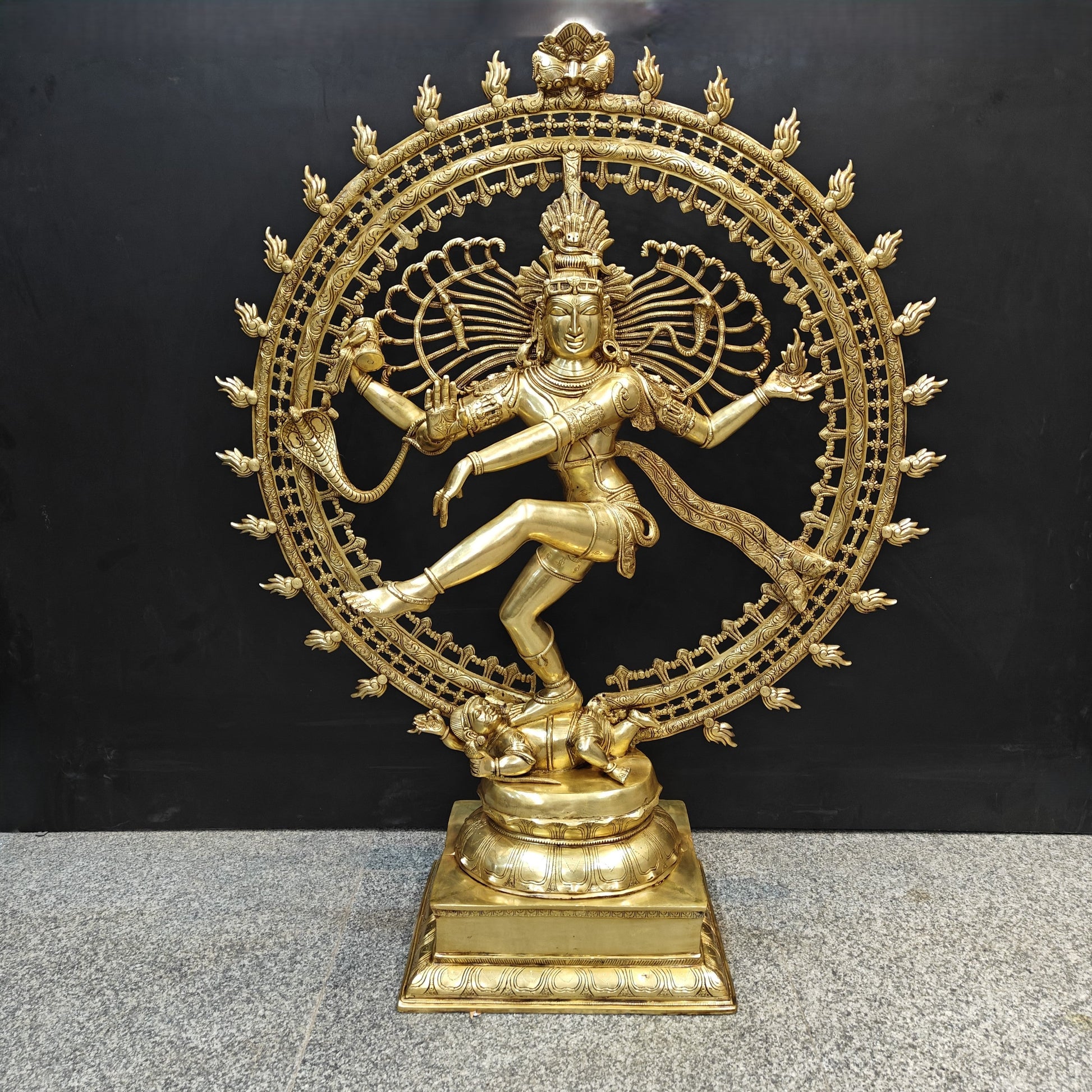 Brass Nataraja Statue as Dancing Shiva Golden Finish 4 Feet - Image 5