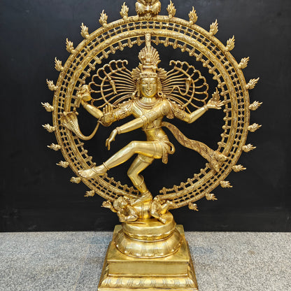 Brass Nataraja Statue as Dancing Shiva Golden Finish 4 Feet by vendor-unknown - Hindu Gods (View 7)