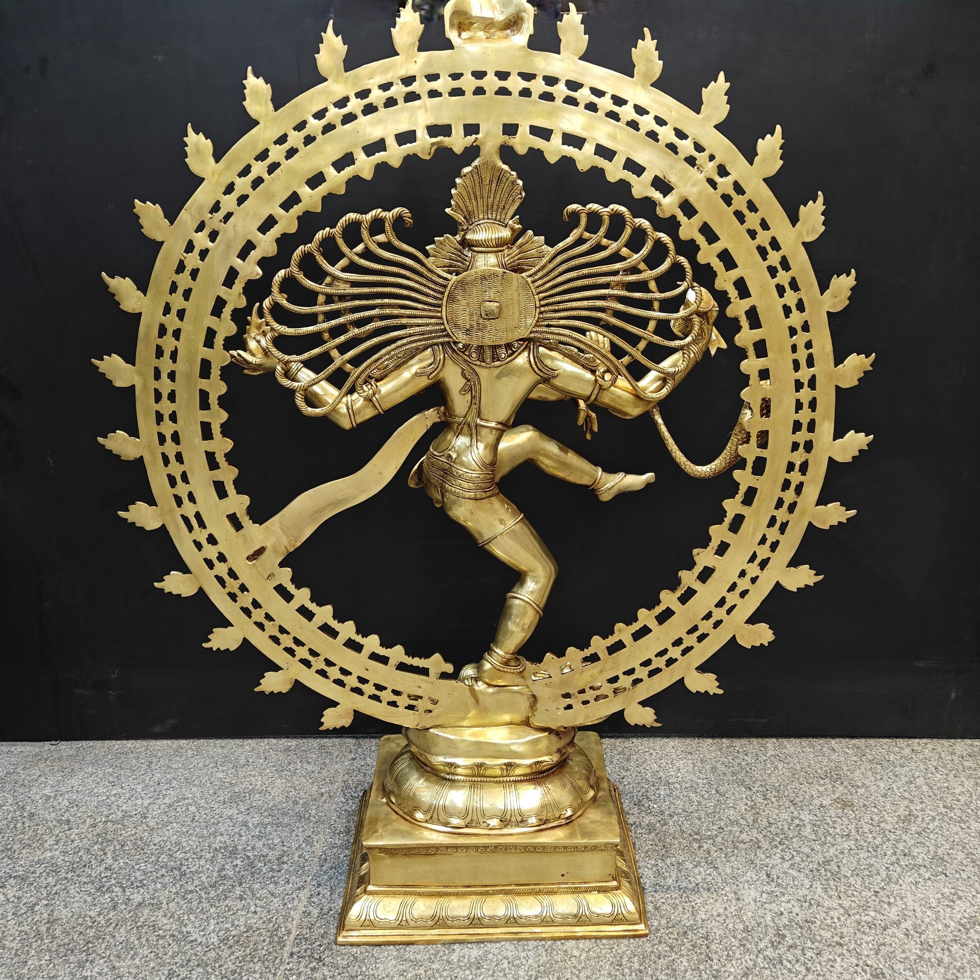Brass Nataraja Statue as Dancing Shiva Golden Finish 4 Feet - Image 10