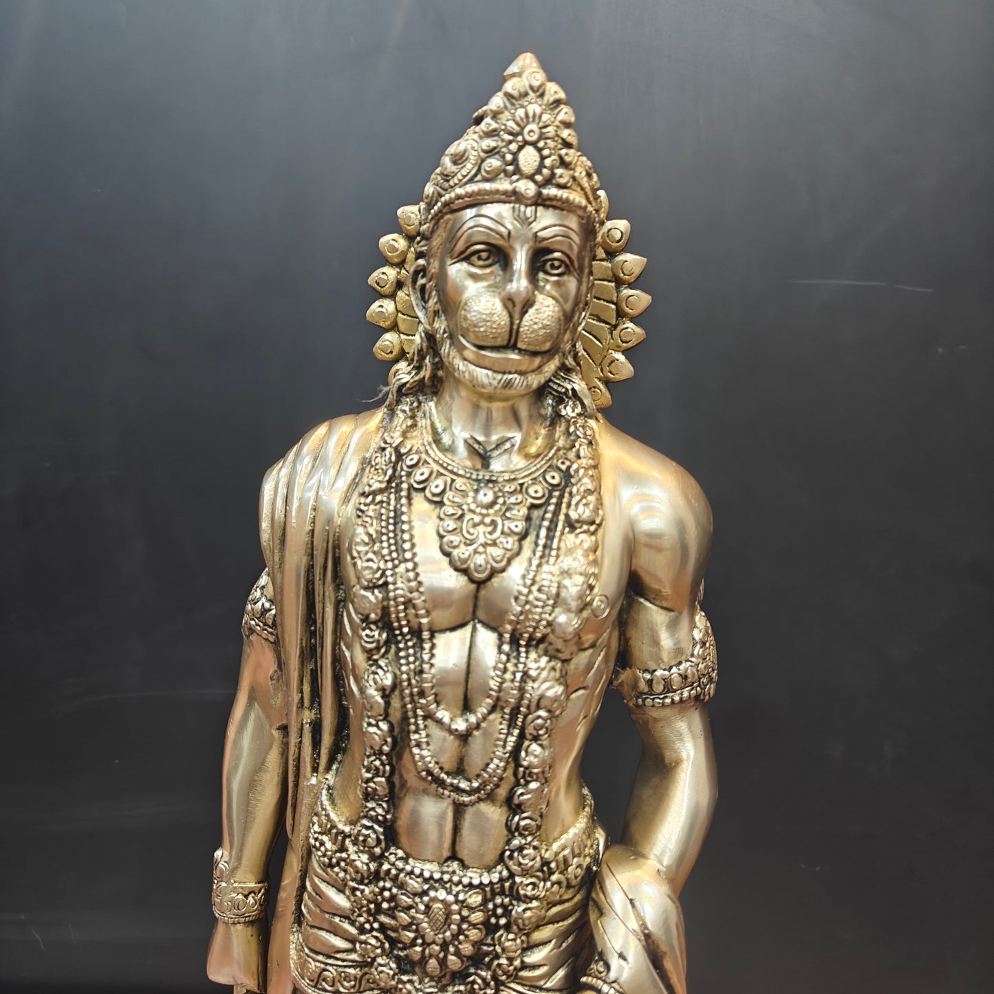 Brass Finely Crafted Standing Hanuman Statue 2 Feet