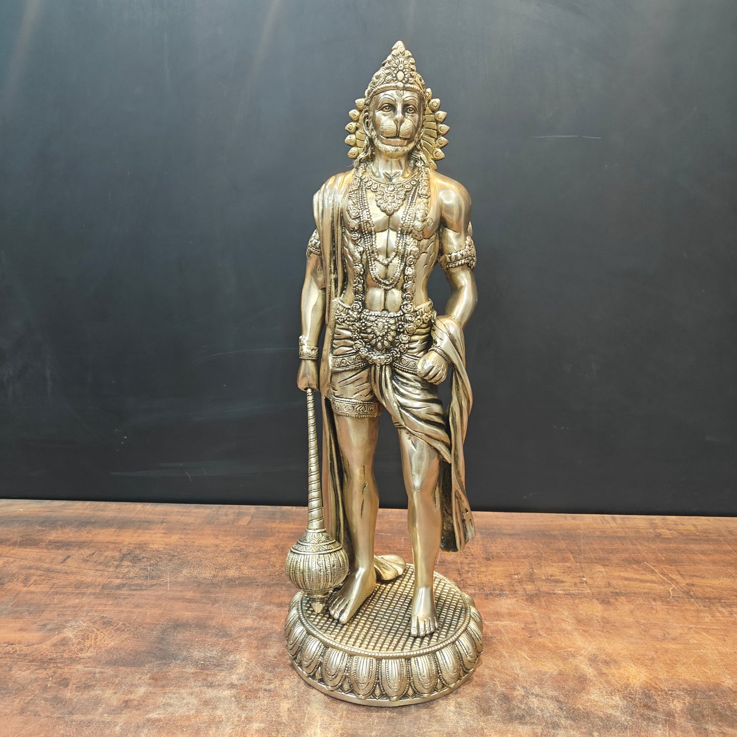 Brass Finely Crafted Standing Hanuman Statue 2 Feet