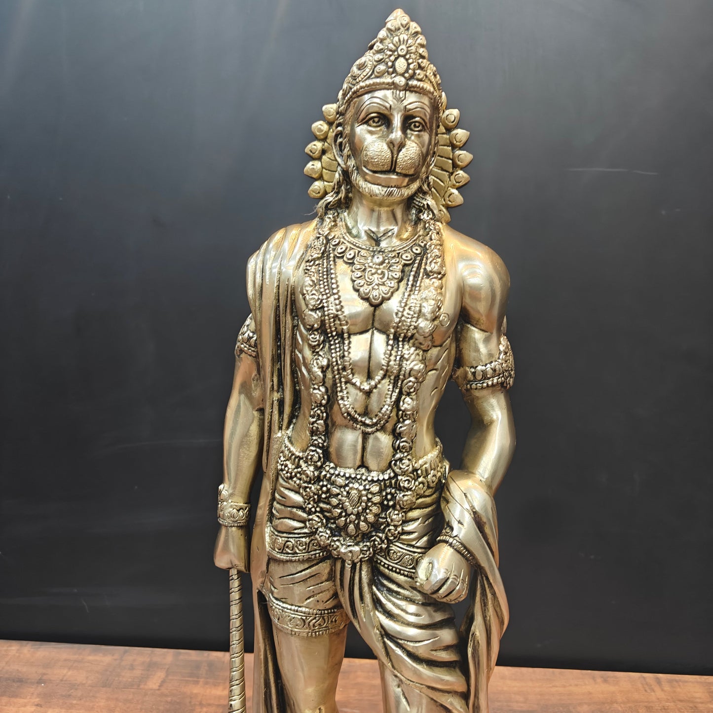 Brass Finely Crafted Standing Hanuman Statue 2 Feet