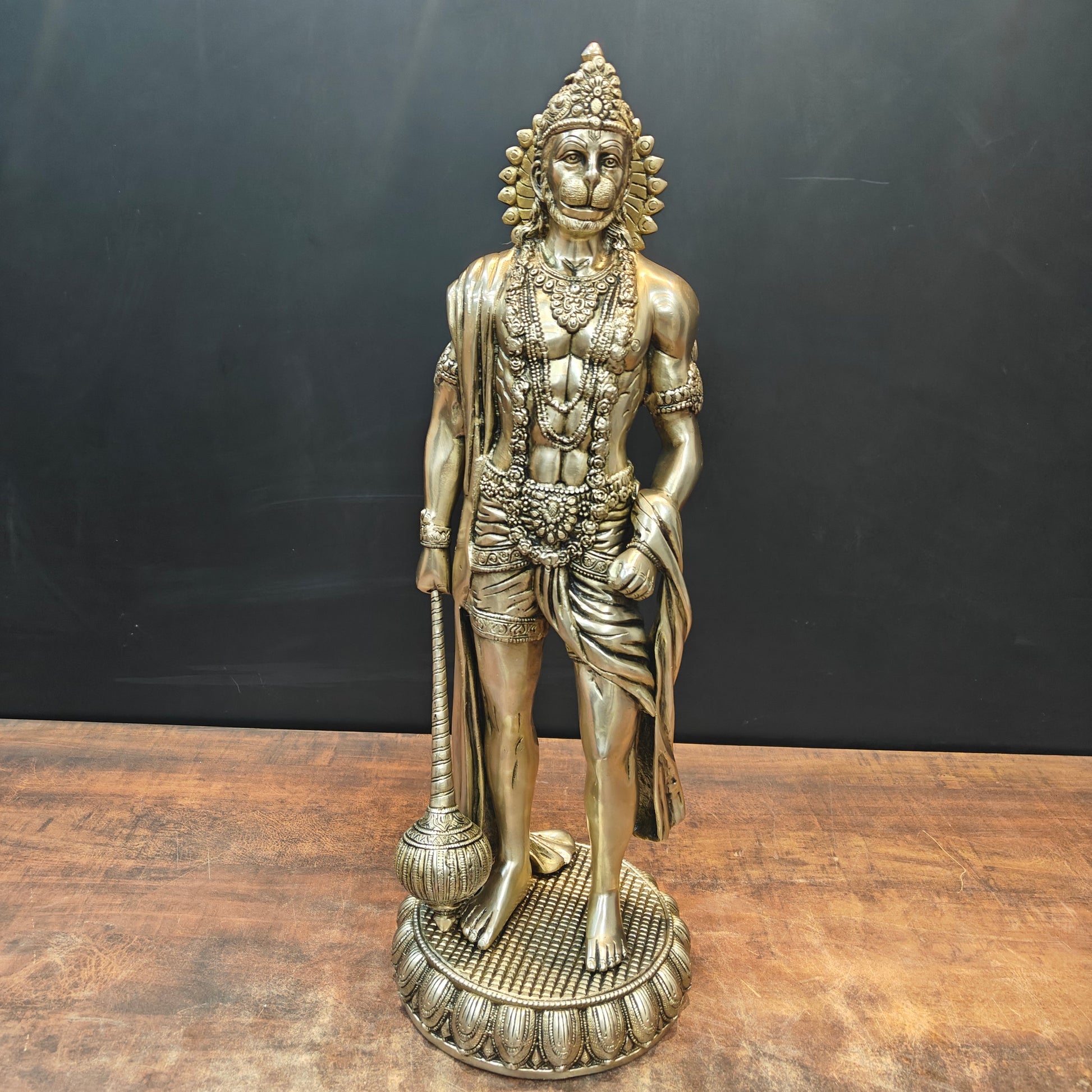Brass Finely Crafted Standing Hanuman Statue 2 Feet - Image 5