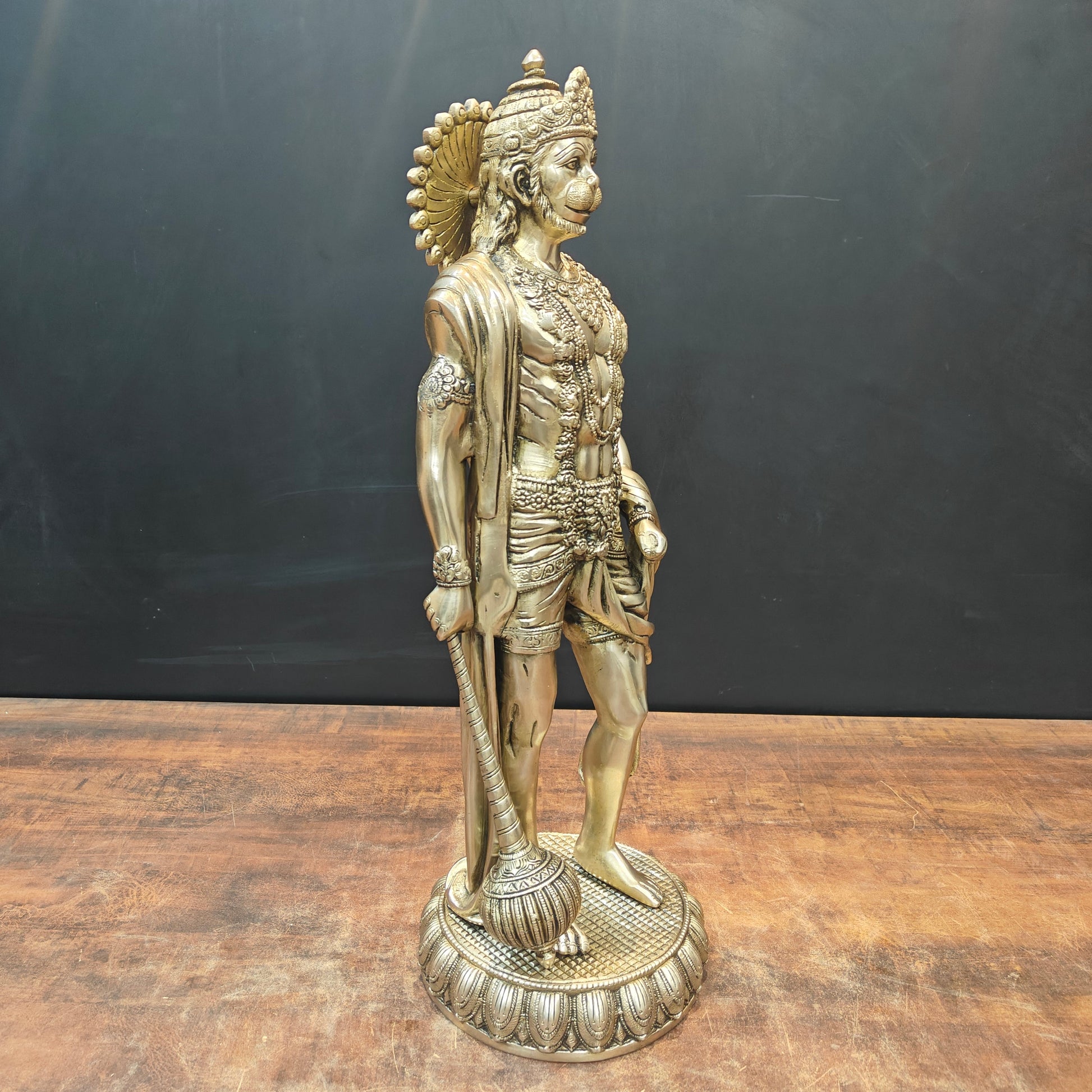 Brass Finely Crafted Standing Hanuman Statue 2 Feet - Image 6