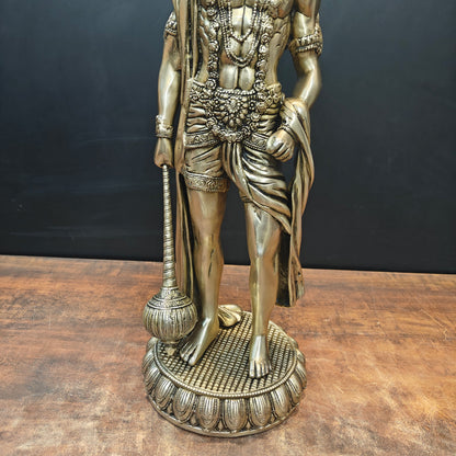 Brass Finely Crafted Standing Hanuman Statue 2 Feet by vendor-unknown - Hindu Gods (View 7)