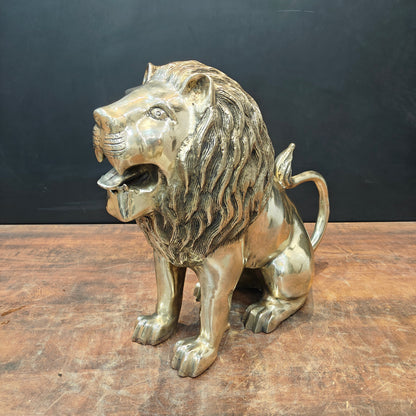 Brass Lion Statue Sculpture Antique Finish Decor Showpiece 17 Inch by vendor-unknown - Decor (View 2)