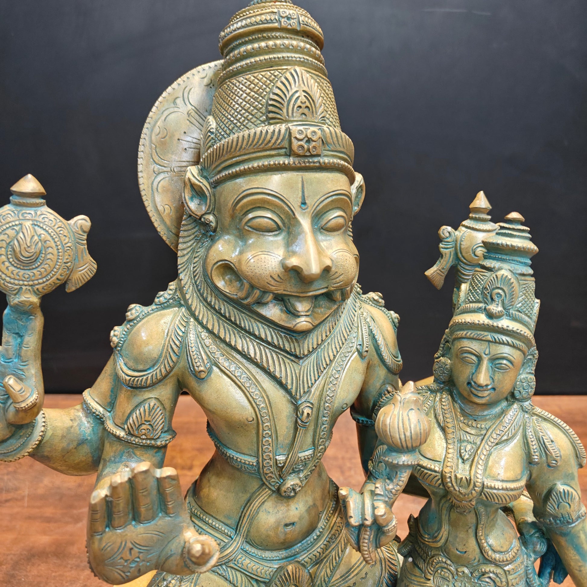Bronze Vintage Narasimha Lakshmi Statue Chola Patina Finish 19 Inch - Image 8