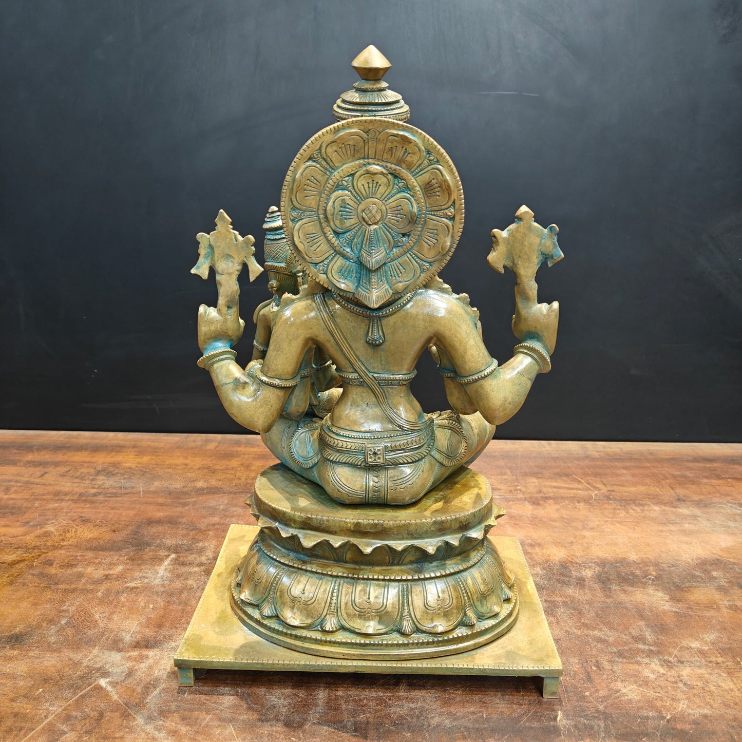 Bronze Vintage Narasimha Lakshmi Statue Chola Patina Finish 19 Inch