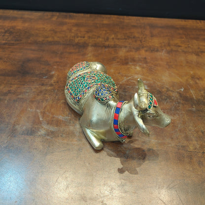 Brass Nandi Idol Stone Work For Home Decor Showpiece 9 Inch by vendor-unknown - Spiritual (View 5)