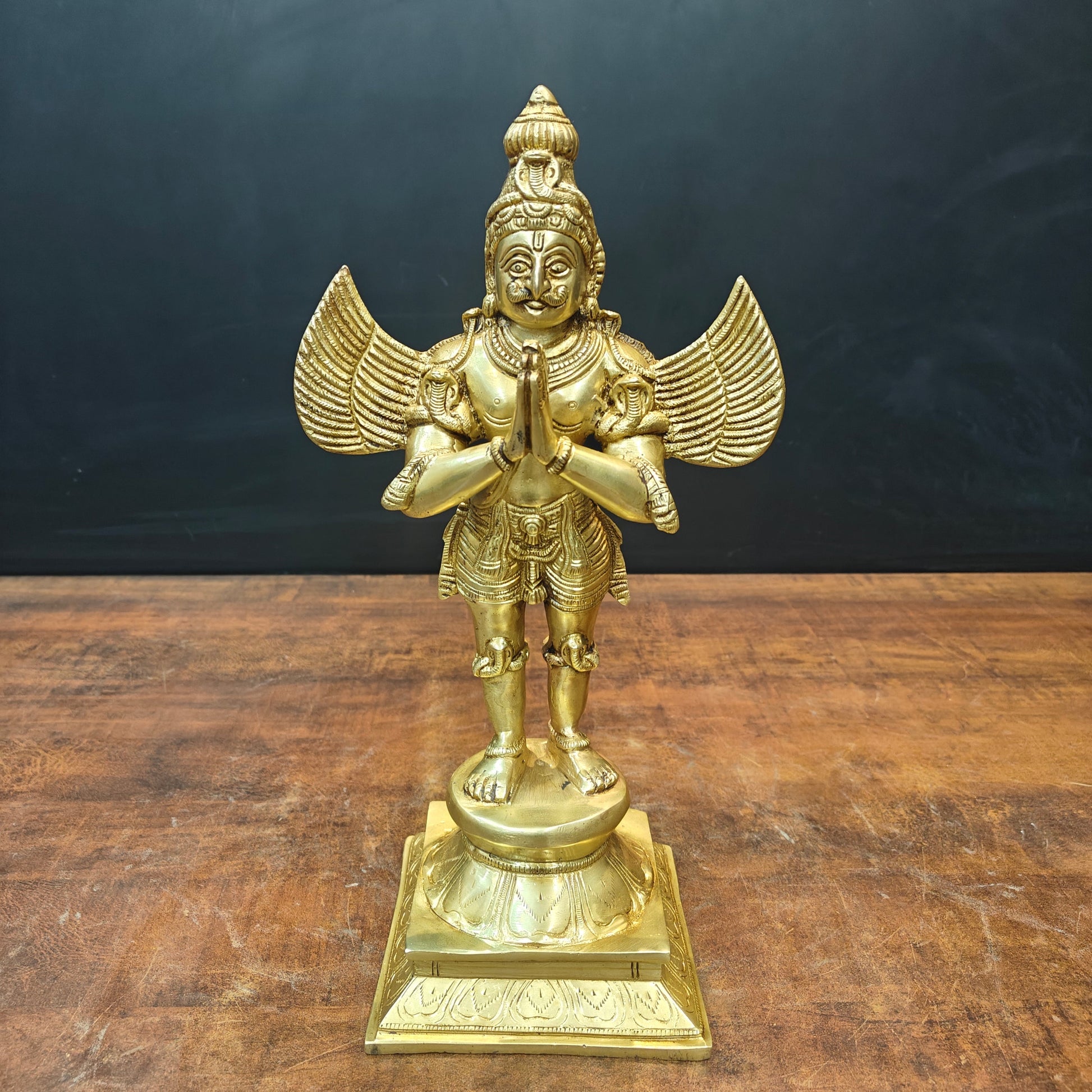 Brass Standing Garuda Idol Golden Finish 15 Inch - Image 3