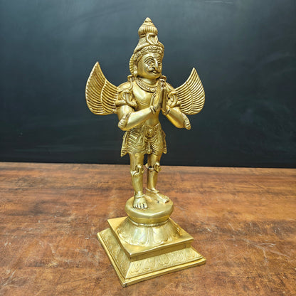 Brass Standing Garuda Idol Golden Finish 15 Inch by vendor-unknown - Hindu Gods (View 4)