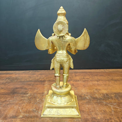 Brass Standing Garuda Idol Golden Finish 15 Inch by vendor-unknown - Hindu Gods (View 6)