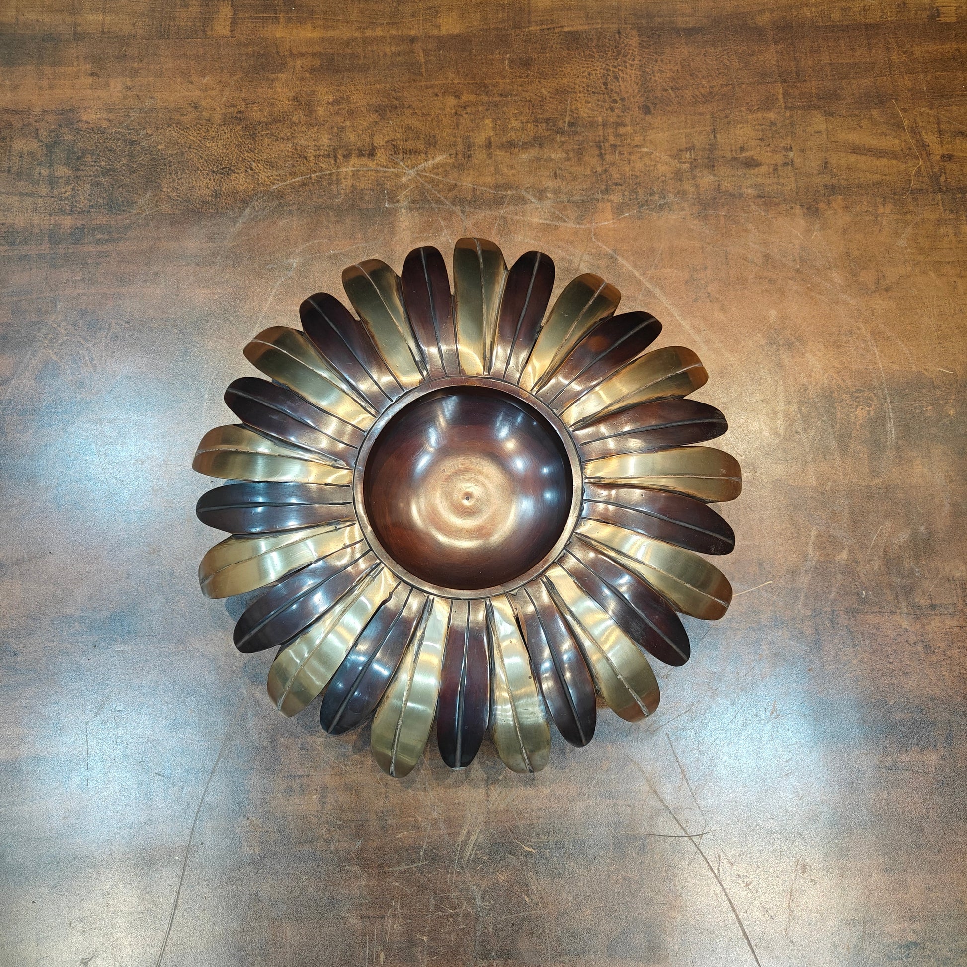 Brass Designer Urli Showpiece For Home Decor 14 Inches - Image 3