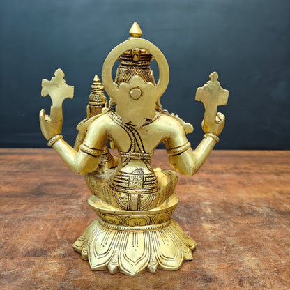 Brass Fine Vishnu Lakshmi Idols Seated On Lotus Golden Finish 9 Inch by vendor-unknown - Hindu Gods (View 7)