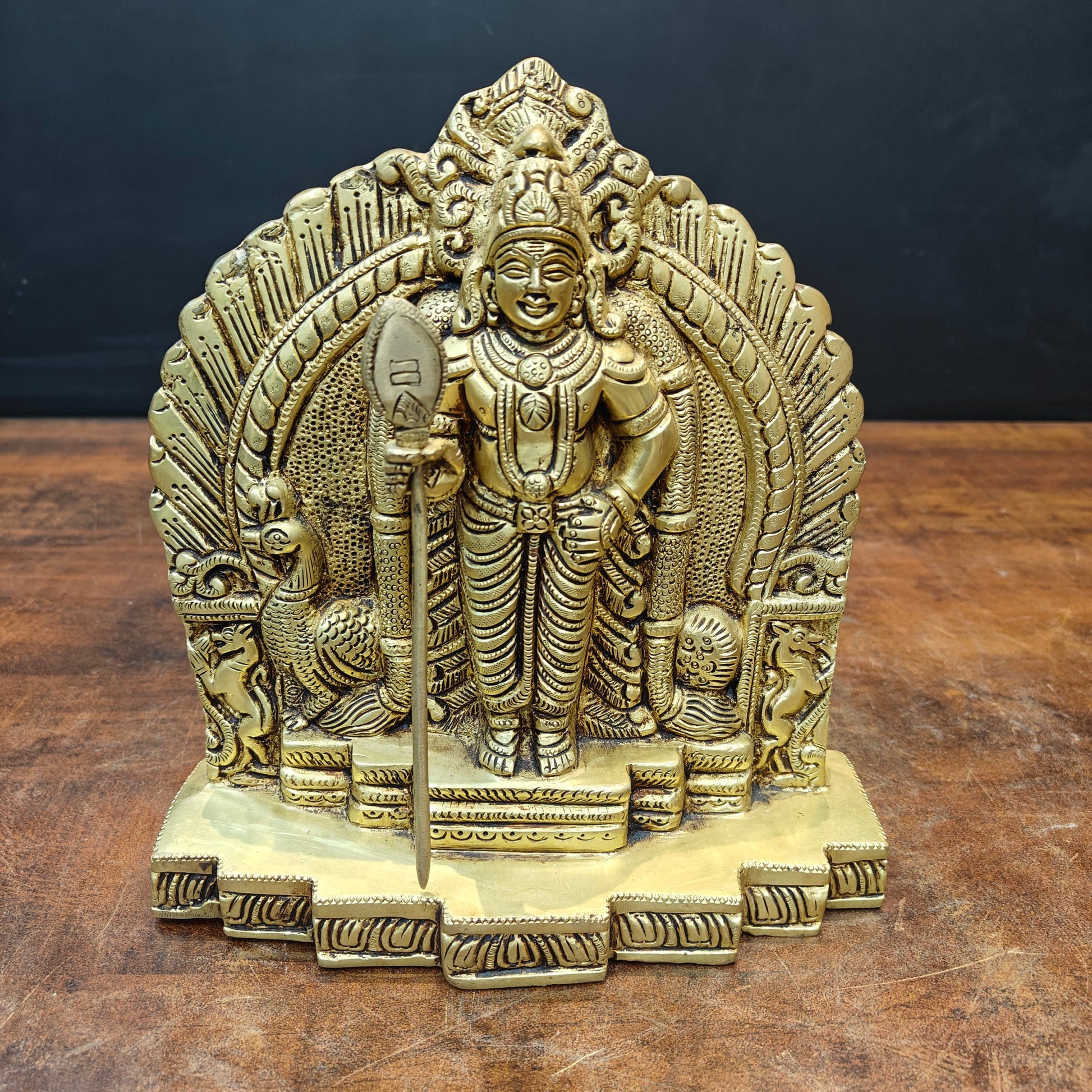 Brass Fine Kartikeya Murugan Idol Golden Finish 9 Inch - Image 3