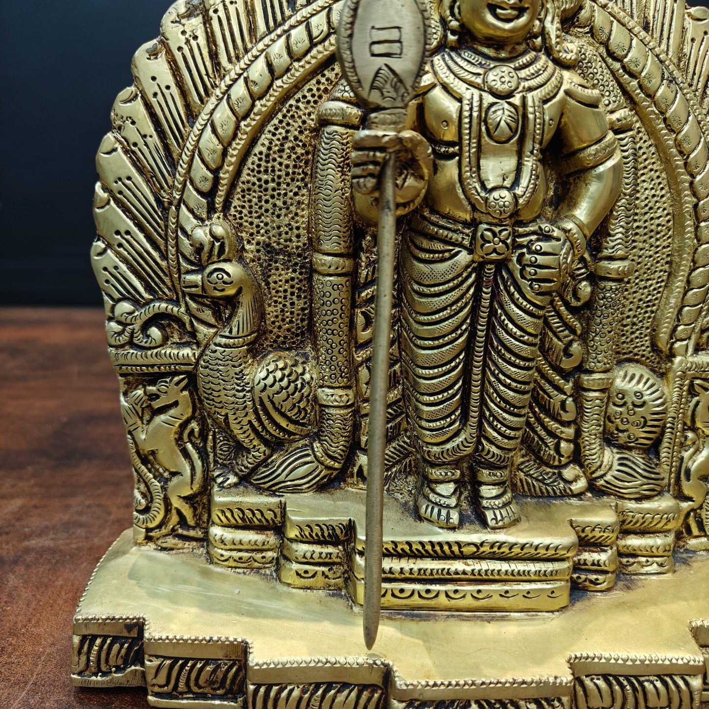 Brass Fine Kartikeya Murugan Idol Golden Finish 9 Inch