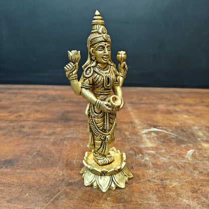 Brass Fine Standing Goddess Lakshmi Idol 8 Inch by vendor-unknown - Hindu Gods (View 4)