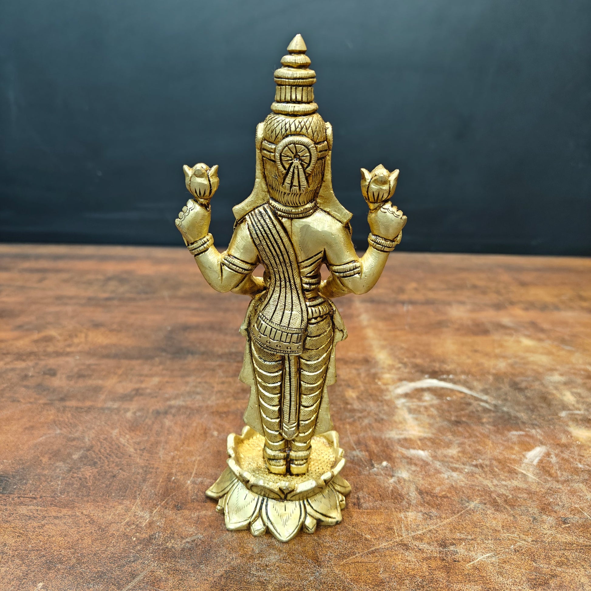 Brass Fine Standing Goddess Lakshmi Idol 8 Inch - Image 6