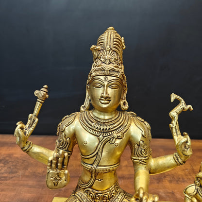 Brass Fine Somaskanda Statue Lord Shiva Parvati With Murugan 13 Inch by vendor-unknown - Hindu Gods (View 2)