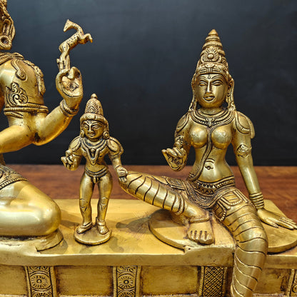 Brass Fine Somaskanda Statue Lord Shiva Parvati With Murugan 13 Inch by vendor-unknown - Hindu Gods (View 4)
