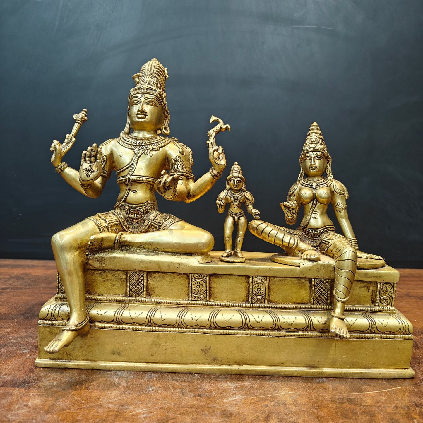 Brass Fine Somaskanda Statue Lord Shiva Parvati With Murugan 13 Inch