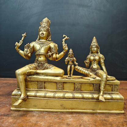 Brass Fine Somaskanda Statue Lord Shiva Parvati With Murugan 13 Inch by vendor-unknown - Hindu Gods (View 5)