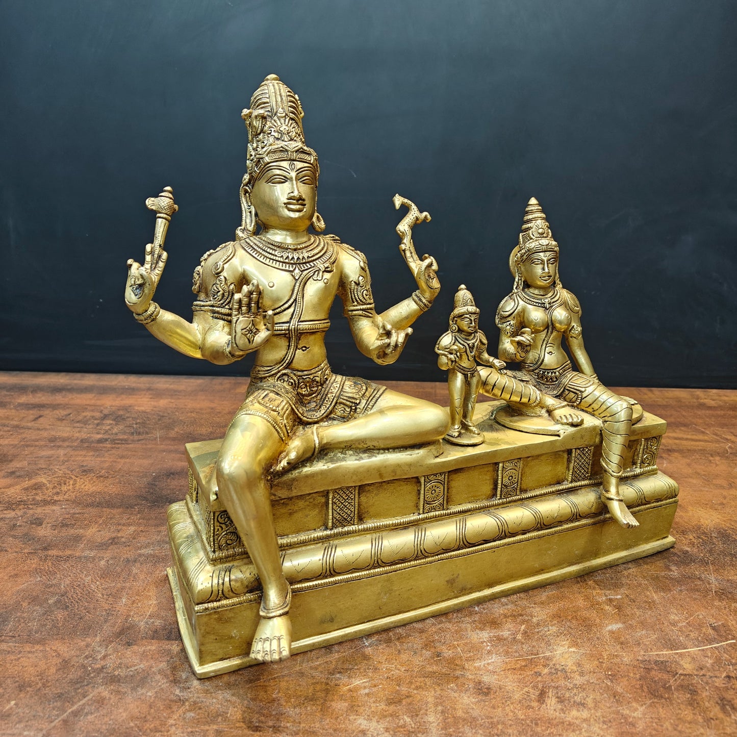 Brass Fine Somaskanda Statue Lord Shiva Parvati With Murugan 13 Inch