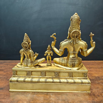 Brass Fine Somaskanda Statue Lord Shiva Parvati With Murugan 13 Inch by vendor-unknown - Hindu Gods (View 7)