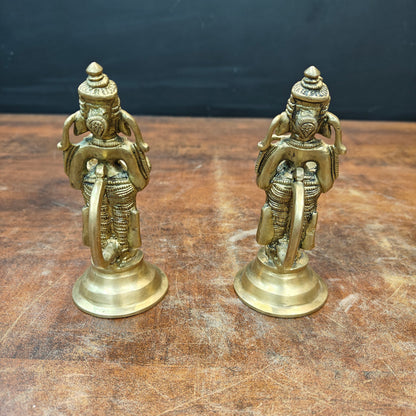 Brass Fine Ganesha Diya Pair For Home Temple Religious Decor Showpiece 5 Inch by vendor-unknown - Spiritual (View 6)