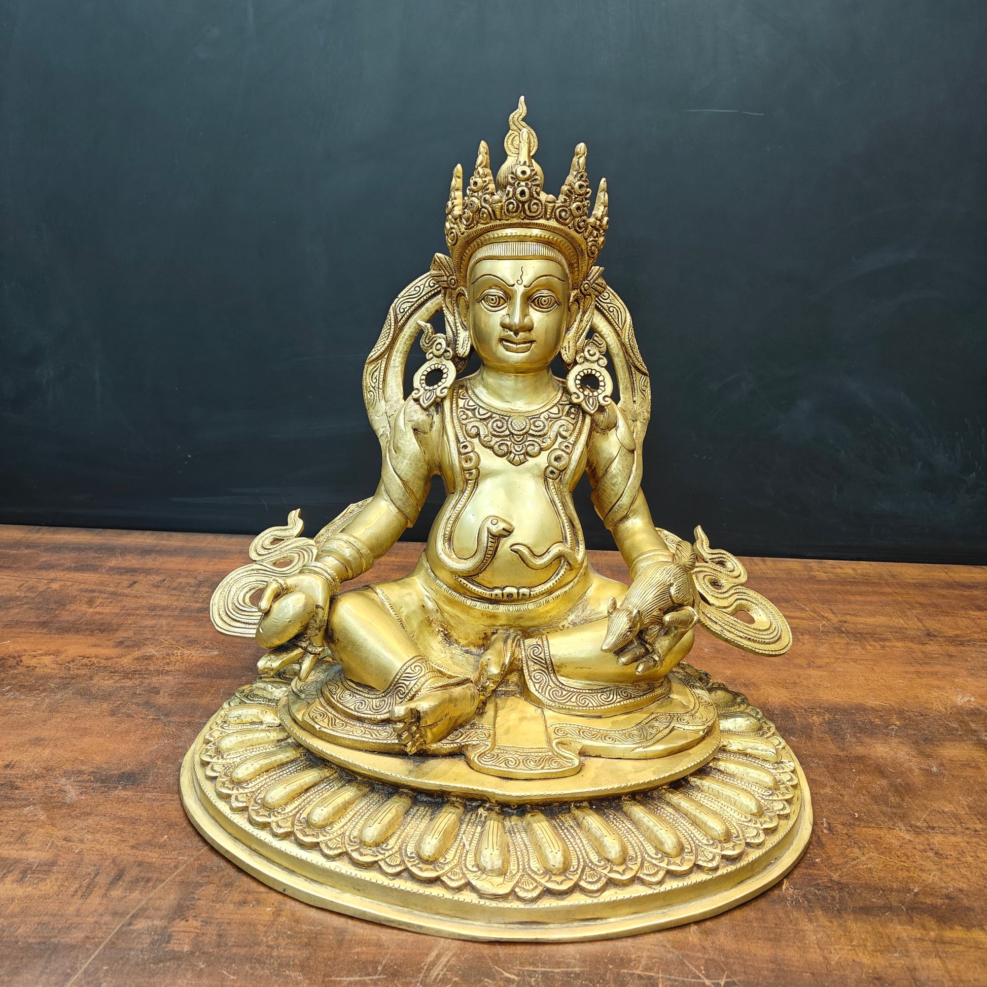 Brass Fine Large Kubera Idol God of Wealth & Prosperity 20 Inch - Image 3
