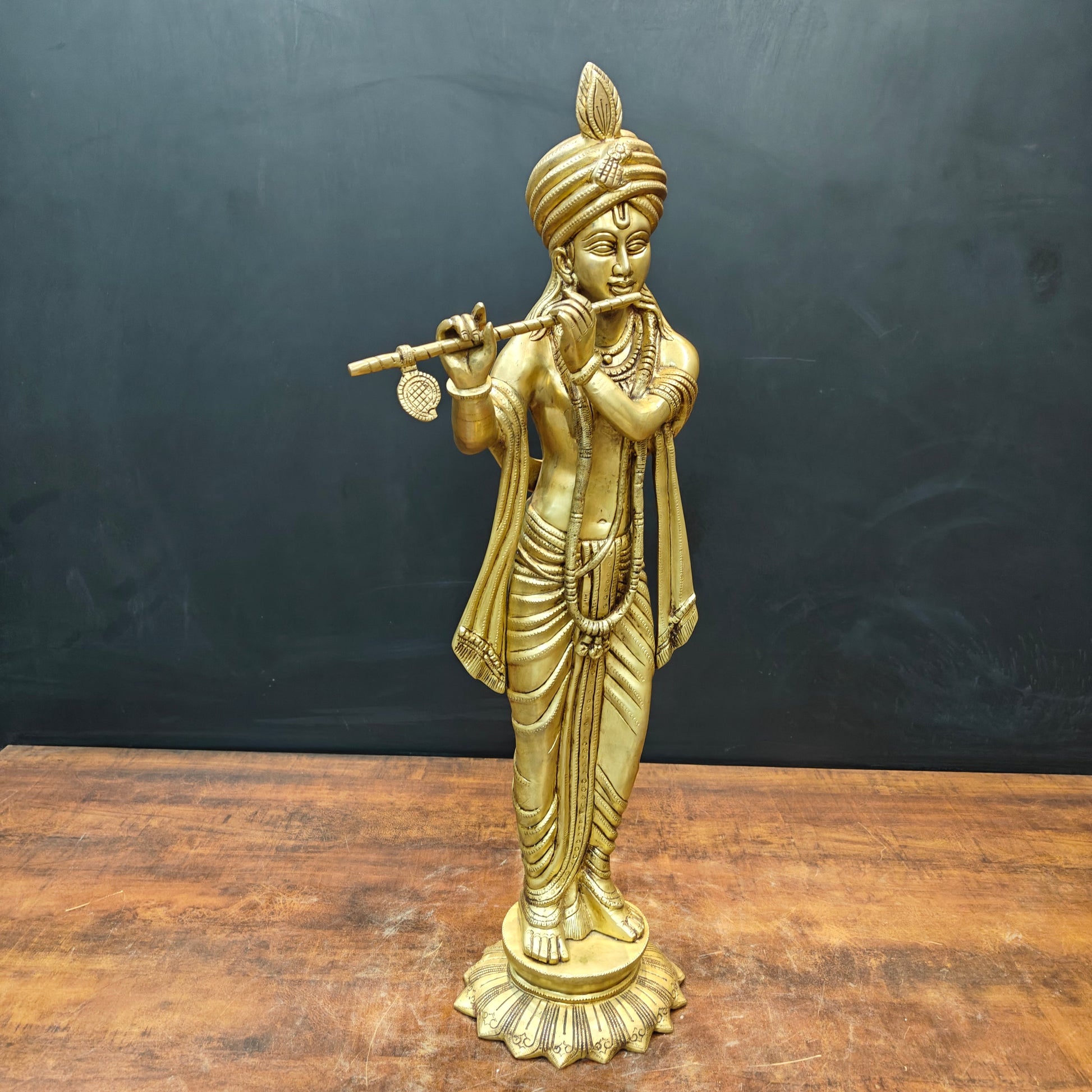 Brass Fine Krishna Statue Golden Finish 2.5 Feet - Image 4