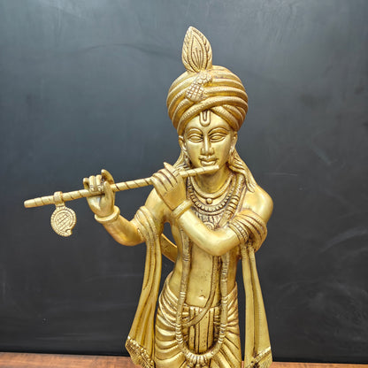 Brass Fine Krishna Statue Golden Finish 2.5 Feet by vendor-unknown - Hindu Gods (View 6)