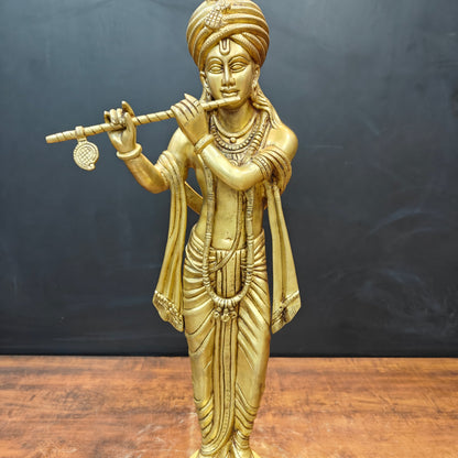 Brass Fine Krishna Statue Golden Finish 2.5 Feet by vendor-unknown - Hindu Gods (View 7)
