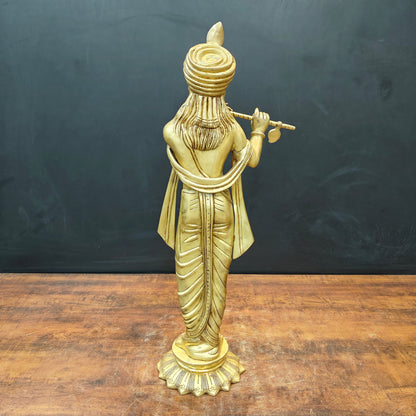 Brass Fine Krishna Statue Golden Finish 2.5 Feet by vendor-unknown - Hindu Gods (View 8)