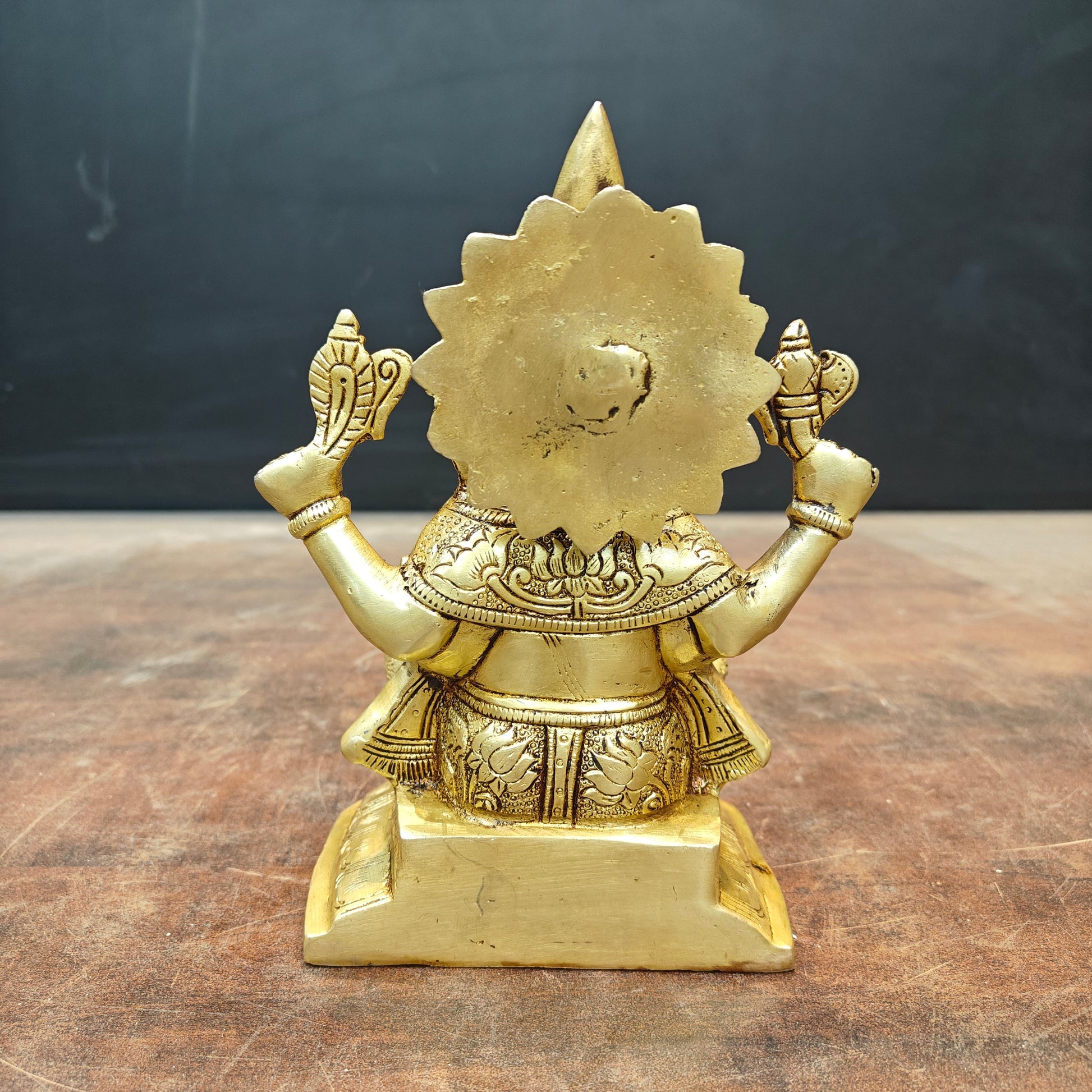 Brass Ganesha Idol Golden Finish 8 Inch - Image 7