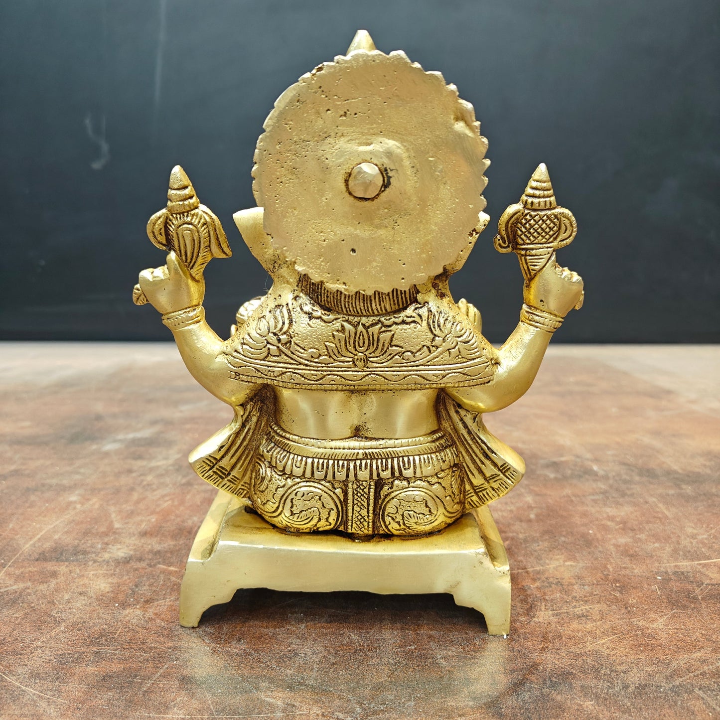 Brass Ganesha Statue Golden Finish For Home Decor 8 Inch