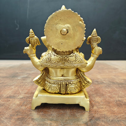 Brass Ganesha Statue Golden Finish For Home Decor 8 Inch by vendor-unknown - Hindu Gods (View 7)