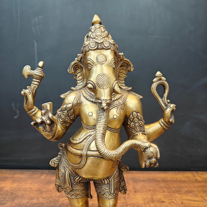 Brass Standing Lord Ganesha Statue Antique Finish 1.5 Feet by vendor-unknown - Hindu Gods (View 2)