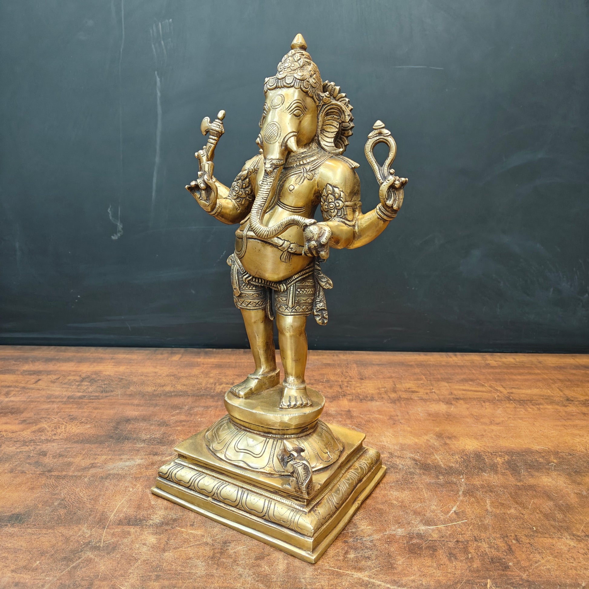 Brass Standing Lord Ganesha Statue Antique Finish 1.5 Feet - Image 5