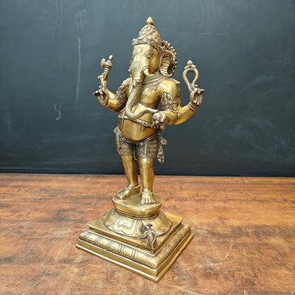 Brass Standing Lord Ganesha Statue Antique Finish 1.5 Feet by vendor-unknown - Hindu Gods (View 5)