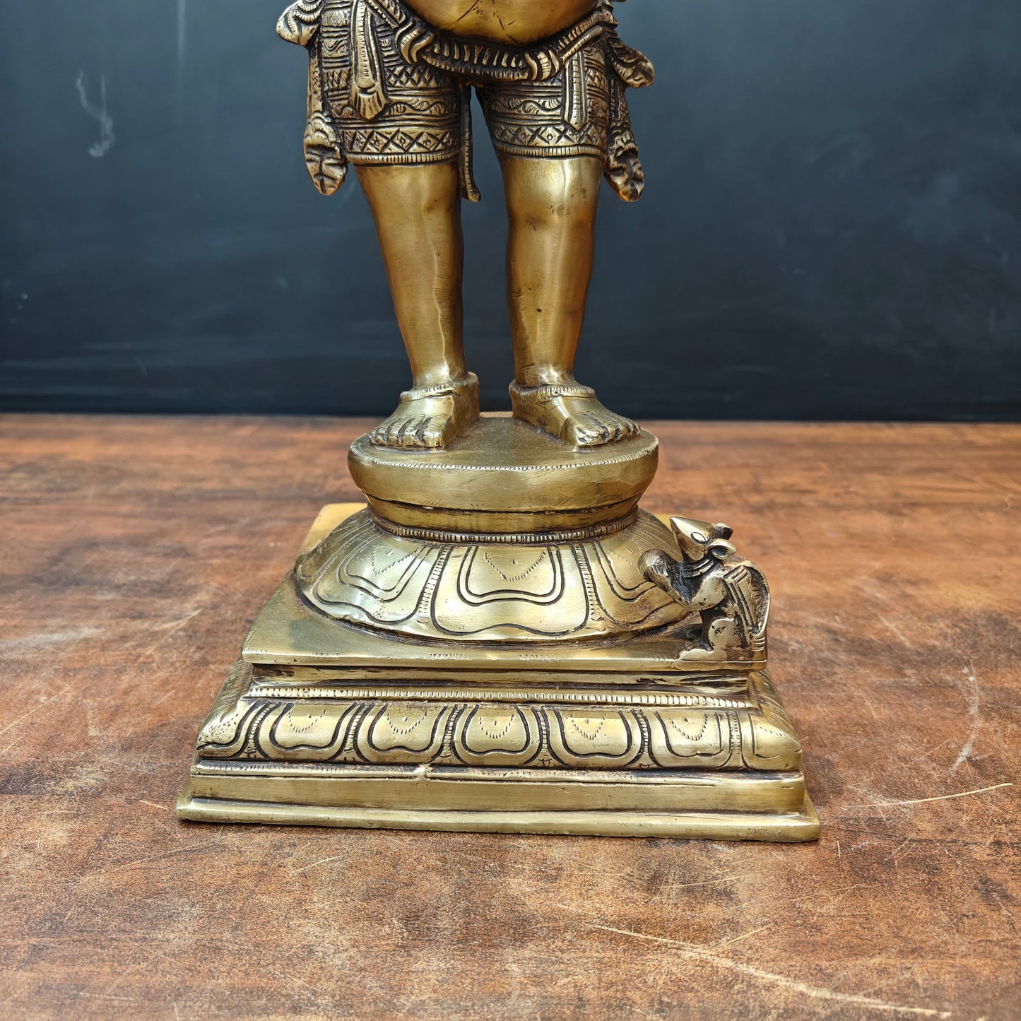 Brass Standing Lord Ganesha Statue Antique Finish 1.5 Feet